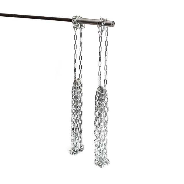 Bells of Steel Weightlifting Chain Sets feature two long, rust-resistant chains folded in half and hanging from a sturdy metal bar, shown against a clean white background.