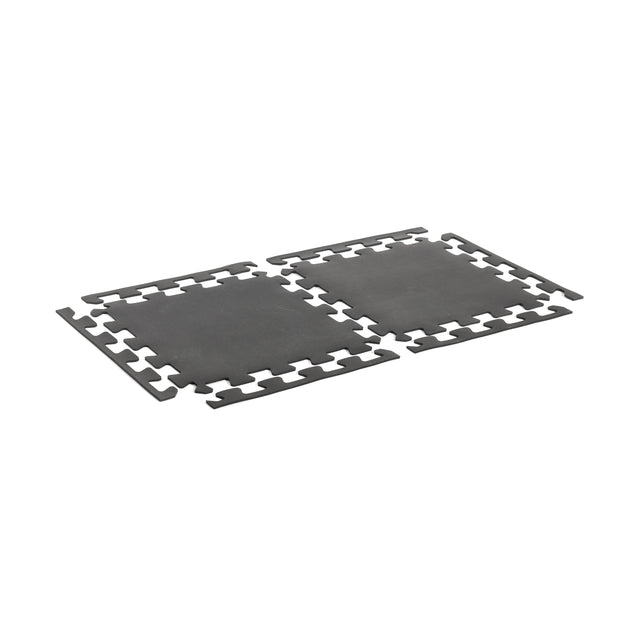 Bells of Steel 24" x 24" Puzzle Mats (Set of 8) made from recycled rubber protect gym floors, include detachable edges, and are shown side by side on a white background.
