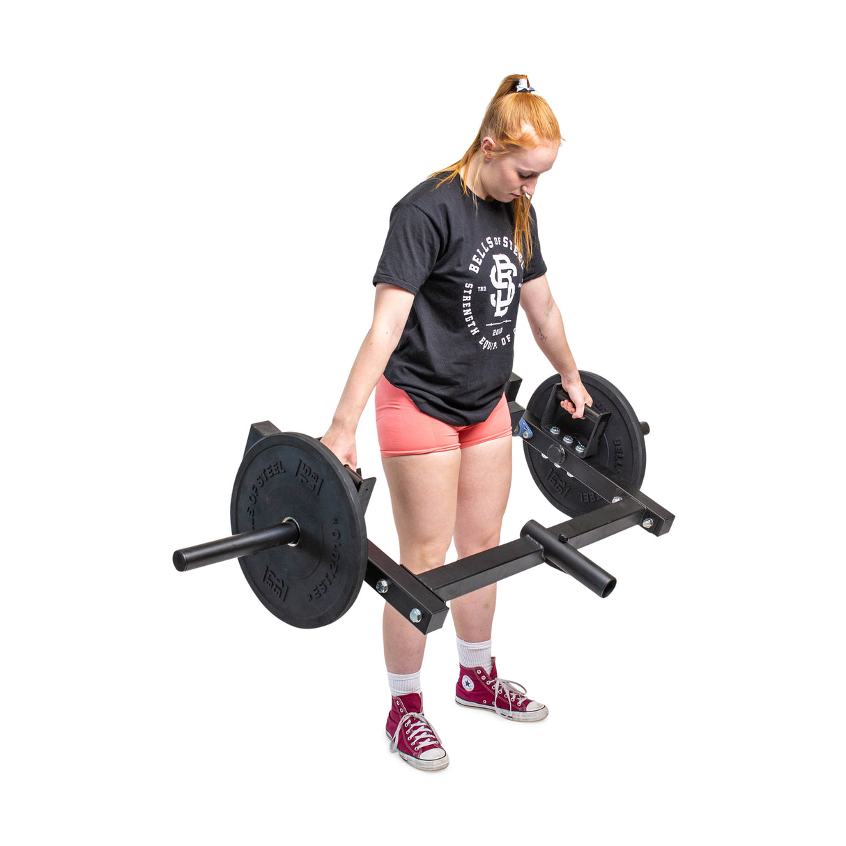 Athlete using berserk press for a lower body workout.