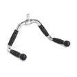 The Bells of Steel Multi Purpose Close Grip Cable Attachment features a chrome-plated V-shape, two rubber grips, and a central eyelet for connecting to gym equipment—ideal for strength exercises like rows or pulldowns.