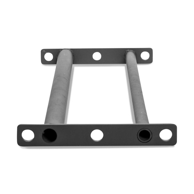 The image shows the Bells of Steel Fat/Skinny Pull Up Bar: a rectangular metal bracket with four circular holes on each end, connected by two parallel bars, photographed from a low angle against a white background.