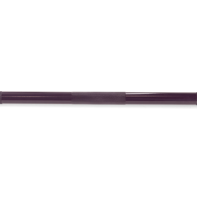 The Multi-Purpose Olympic Barbell – The Utility Bar by Bells of Steel, featuring a dark brown cylindrical shape with a medium-light knurl texture in the center, is elegantly set against a plain white background.