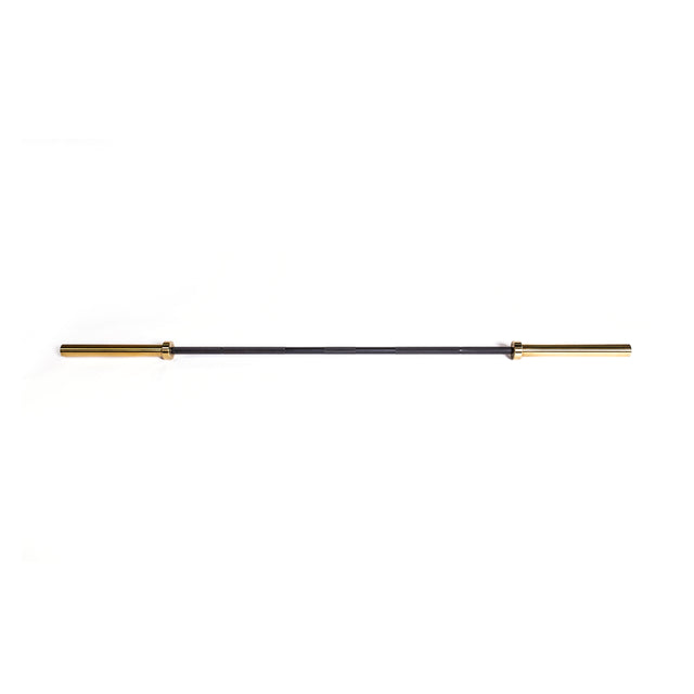 The Bells of Steel Olympic Weightlifting Barbell features gold-colored sleeves and a black shaft, displayed horizontally against a white background.