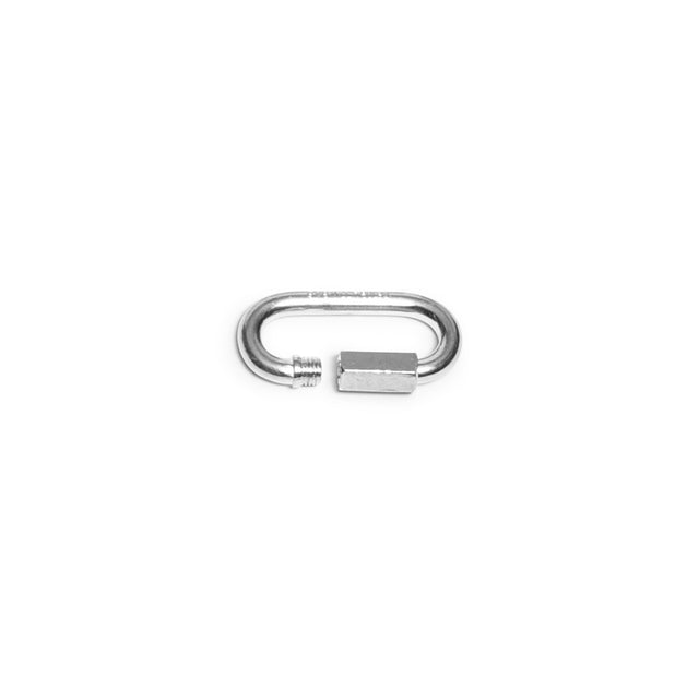 Bells of Steel Weightlifting Chains are shown with a metal quick link and hexagonal threaded closure, partially unscrewed against a white background—ideal for securely connecting rust-resistant chains during workouts.