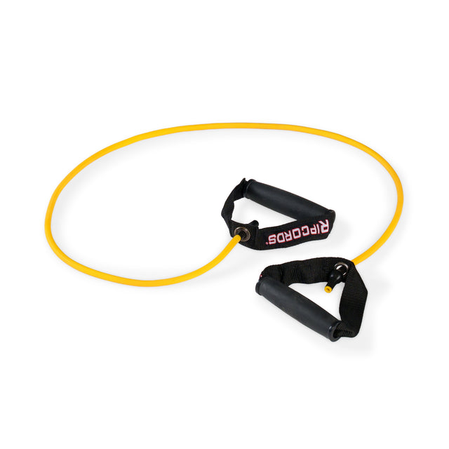 A high-quality Human Trainer - Ripcords resistance band by Bells of Steel, featuring rubber grip handles, is coiled in a loop and displayed on a white background.