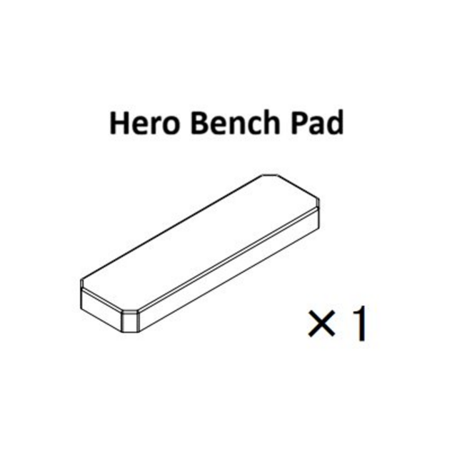 An isometric black and white diagram of a rectangular spare part labeled “Hero Pad Spare Parts” from Bells of Steel (quantity: 1).