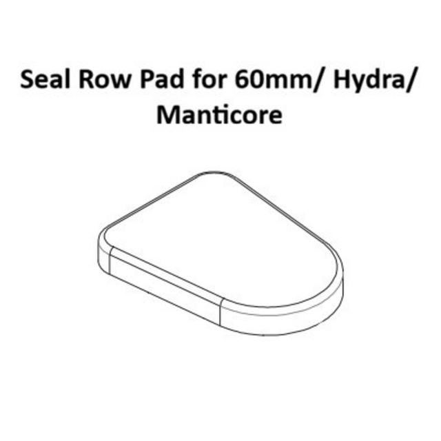 Line drawing of the Bells of Steel Seal Row Pad for 60mm/Hydra/Manticore, showing a slightly rounded rectangular pad with curved edges beneath the product name.