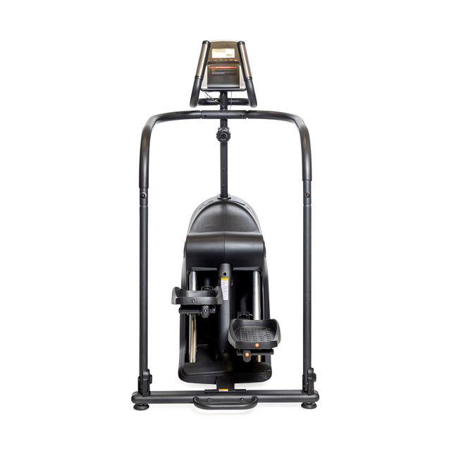 The Bells of Steel Blitz Stepper stair climber, shown from the front with foot pedals and handrails, is designed for low impact cardio and lower body workouts against a plain white background.