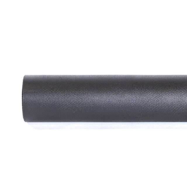 A close-up of the Bells of Steel Fat Bar - Straight Handle Bar, black and cylindrical on a white background, positioned horizontally with a slight shadow—perfect for enhancing grip strength in your fitness routine.