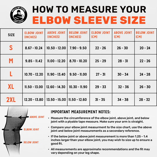 elbow sleeve sizing chart