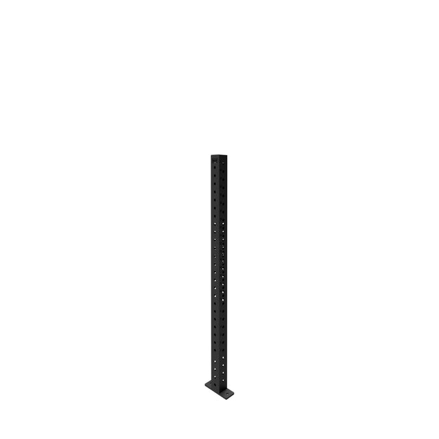 The Bells of Steel Hydra Vertical Uprights feature evenly spaced holes and a sleek black metal design, compatible with most power rack attachments and made for 3x3 racks. Shown standing upright on a white background.
