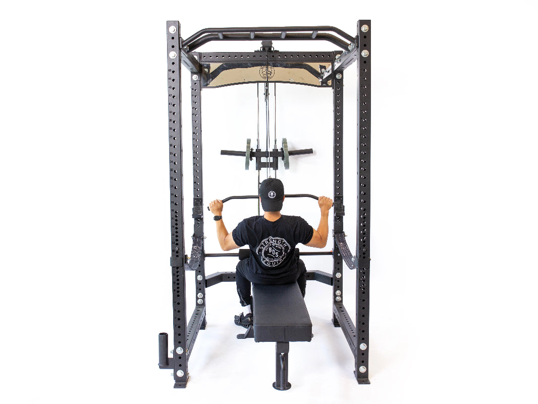 BEST Hydra Power Rack Attachments - person using lat pulldown