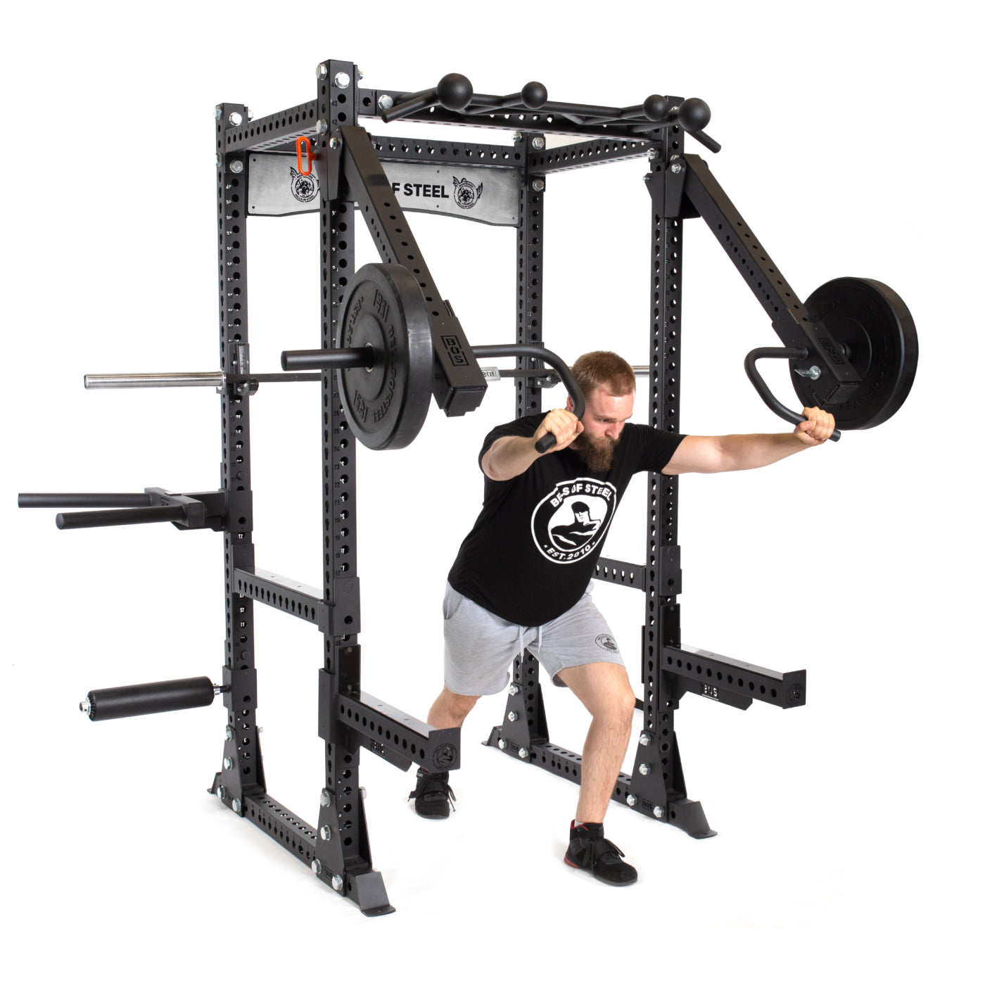 Manticore flat foot power rack with lever arms