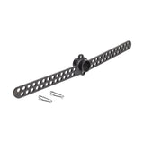The Bells of Steel 30 D-Handle Bar Cable Attachment with Carabiners features a black plastic mounting arm with dual rows of round holes, a central cylindrical hub, and two metal clips, displayed on a white background.