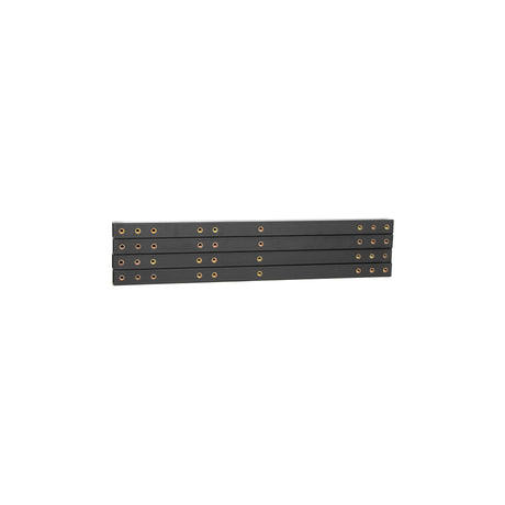 The Bells of Steel Deadlift Platform 95 (38) cm tube (4 pieces) features four black metal bars with gold-rimmed holes, stacked horizontally—perfect for lifting platforms or sturdy structural assemblies.