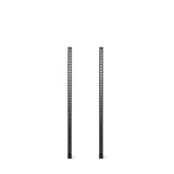Two Bells of Steel Manticore Vertical Uprights—black metal bars with evenly spaced holes—stand parallel against a plain white background.