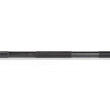 A close-up of the Bells of Steel Alex Leonidas Onyx Bar, a black metal power bar featuring three evenly spaced foam-padded grips, set against a white background.