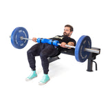 Male athlete doing hip thrust using barbell with Barbell Pads with Straps