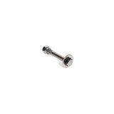 A single Gold / Black Titanized Bolt for Hydra by Bells of Steel, with hex nut and washer attached, lies on a white background.