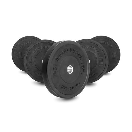 set of All-Black Bumper Plates for weightlifting 