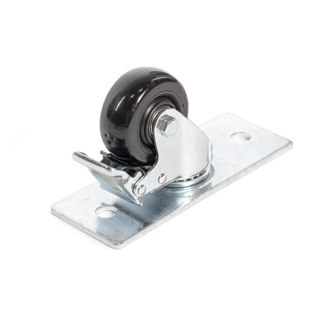 Bells of Steel offers a set of 4 Casters for Hydra Upright, featuring black wheels in metal swivel brackets on rectangular plates with two attachment holes. They provide smooth rotation and enhance maneuverability, making them an ideal fit for Hydra storage units.