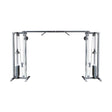 The Bells of Steel Cable Crossover Machine features dual adjustable pulleys and handles, dual weight stacks, a pull-up bar, and a sturdy steel frame—ideal for diverse cable exercises and strength training.
