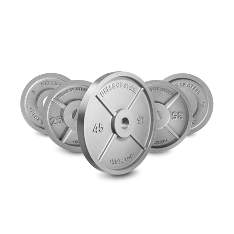 Machined iron Olympic weight plates for weightlifting