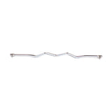 The Bells of Steel Double Hook EZ Curl Bar Cable Attachment, chrome-plated with a zigzag design, is shown against a white background. It features double hooks and is ideal for joint-friendly barbell exercises.