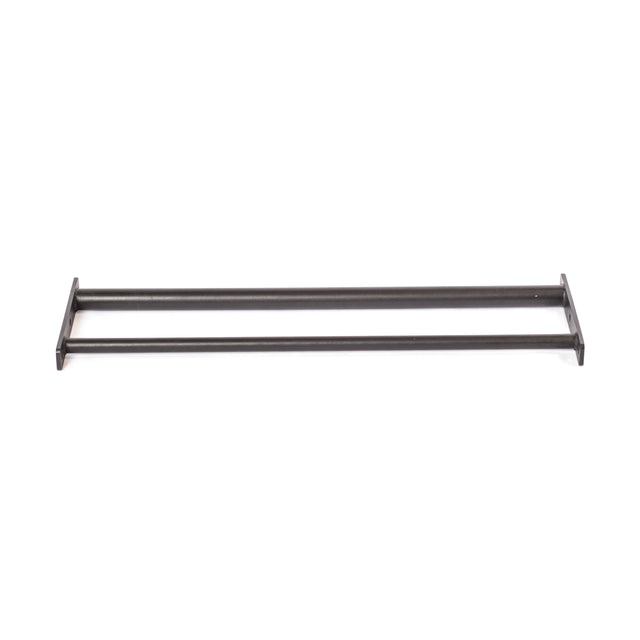 The Bells of Steel Fat/Skinny Pull Up Bar, featuring a black metal design with two parallel bars and rectangular brackets on each end for wall mounting, seamlessly adds style to any space. While enhancing storage capabilities, its sleek design also subtly echoes the power rack aesthetic against a plain white background.