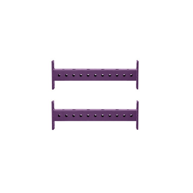 Two Bells of Steel Hydra Crossmembers in purple metal are aligned horizontally, one above the other, against a white background.