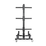 The Bells of Steel Hydra Bumper Plate Tree Builder is a sleek black metal weight plate holder with multiple posts. Its vertical design and base wheels allow easy mobility, making it perfect for modular storage in your workout space within the Hydra ecosystem.