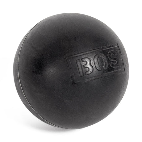 The Bells of Steel Massage Balls are solid black with a matte finish and embossed "BOS" inside a rectangle. This muscle massage mobility tool is shown on a white background.