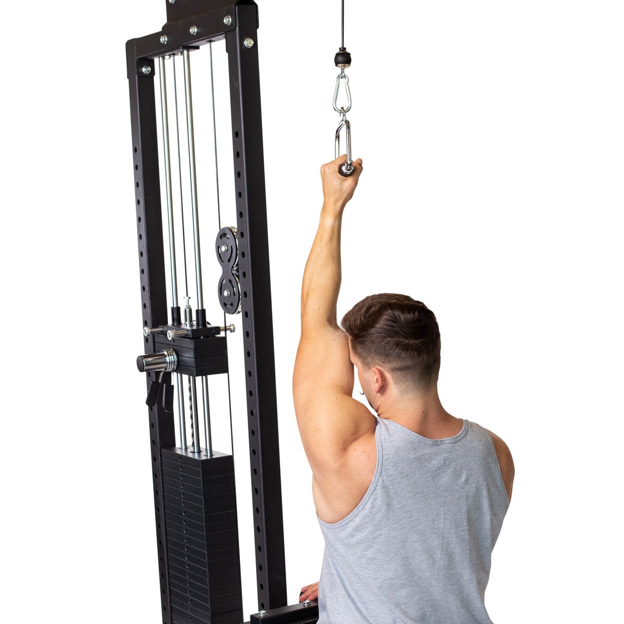 Athlete using Single D Rubber Handle for resistance training