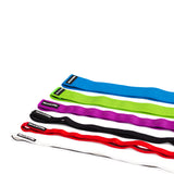 Five 41" Fabric Non-Slip Resistance Bands from Bells of Steel—blue, green, purple, black, and red—are displayed in a row on a white background, ideal for mobility exercises or boosting your powerlifting workouts.