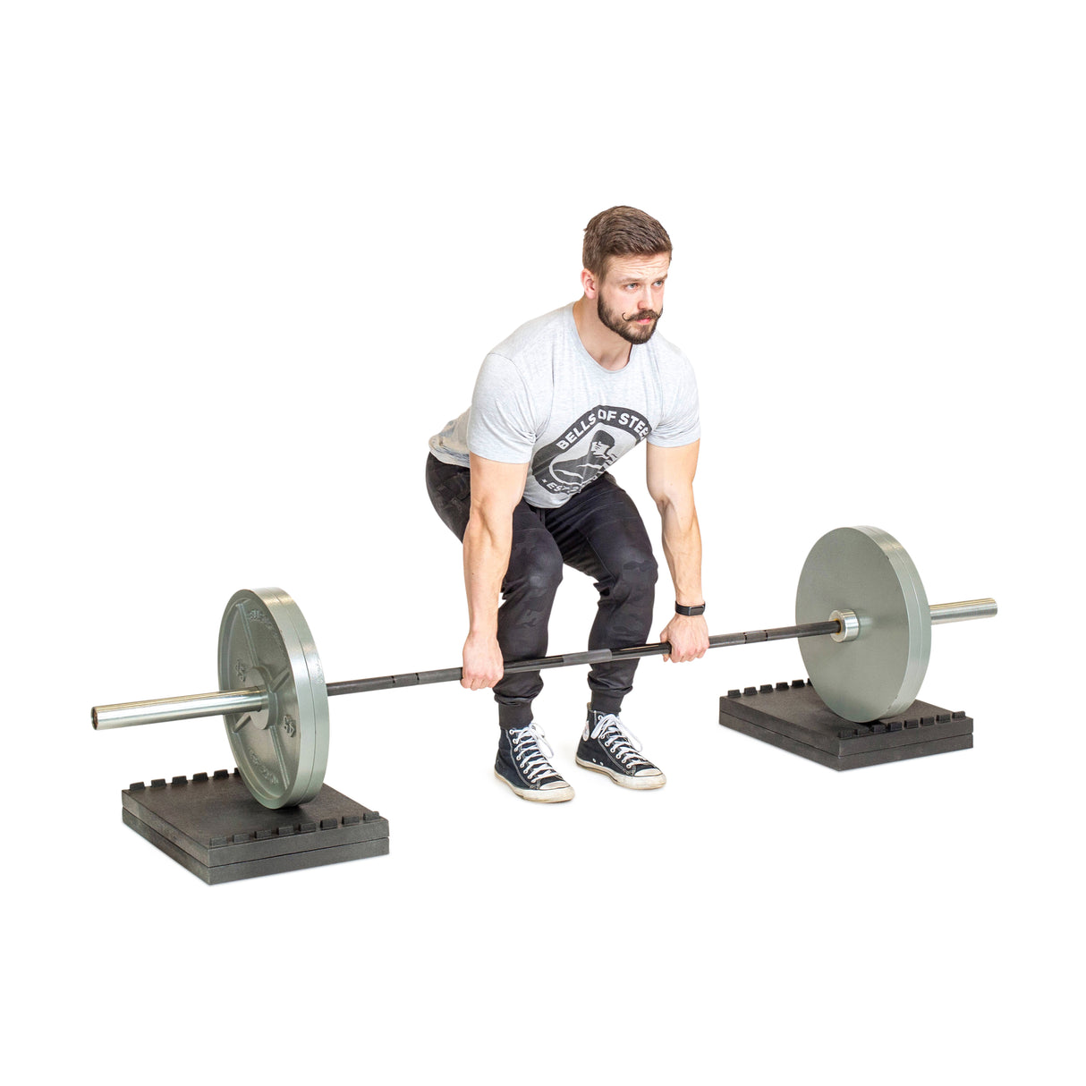 male athlete deadlifting using the Stackable Pull Blocks