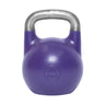 A Bells of Steel Competition Kettlebell in vibrant purple, featuring an ergonomic design and a silver handle, weighs 20 kilograms (44 pounds) and stands out against a plain white background.