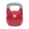 The red Competition Kettlebell from Bells of Steel is specifically designed for Kettlebell Sport and includes an ergonomic silver handle. It is clearly marked with both "32KG" and "71LB," ensuring a perfect grip for efficient training sessions.