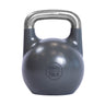 A Bells of Steel Competition Kettlebell in gray, featuring a shiny metal handle with an ergonomic design, has a weight of 36 kilograms (79 pounds) and is displayed against a white background.