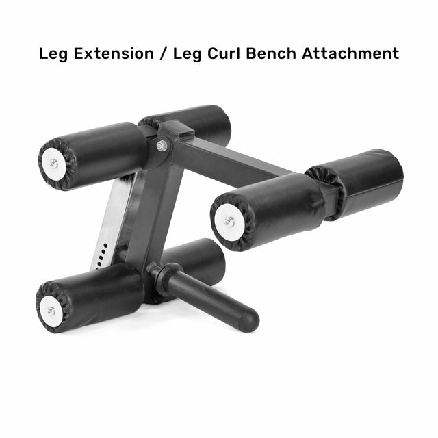 The Bells of Steel Bench Attachments feature padded rollers and a durable metal frame on a white background, offering excellent leg support during workouts. This adaptable component pairs seamlessly with different bench attachments, serving as an ideal model-matching adapter.