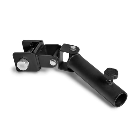 Black Bells of Steel Landmine Rack Attachment featuring a mounting bracket and a rotating sleeve for an Olympic barbell.