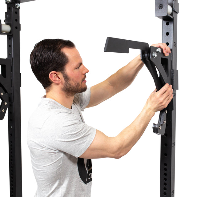 Male Athlete setting up the Monolift Rack Attachment