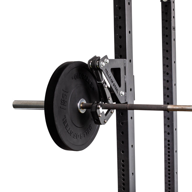 Monolift rack attachment mounted on a power rack, designed for easy barbell lifting and re-racking during workouts