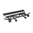 The Bells of Steel Coloured Globe Pull Up Bar features spherical and cylindrical grips in multiple colors, with a rectangular mounting bracket with multiple holes for secure attachment.