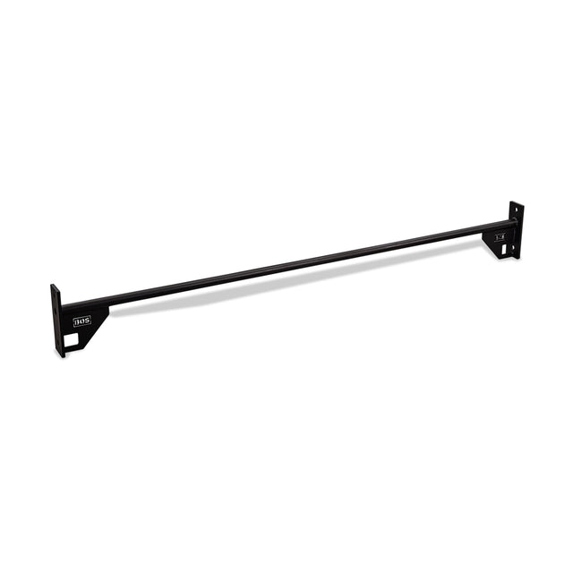 Introducing the 70" Pull Up Bar by Bells of Steel, crafted from black steel with rust resistance, ideal for sturdy support or hanging curtains. Its straightforward, adjustable design includes mounting brackets on each end for enhanced durability and user-friendly installation.