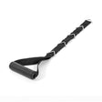 The Bells of Steel Nylon Adjustable Length Single Handle Cable Attachment is a black exercise strap with a padded handle and multiple metal loops, ideal as an adjustable gym or cable machine handle, shown on a white background.