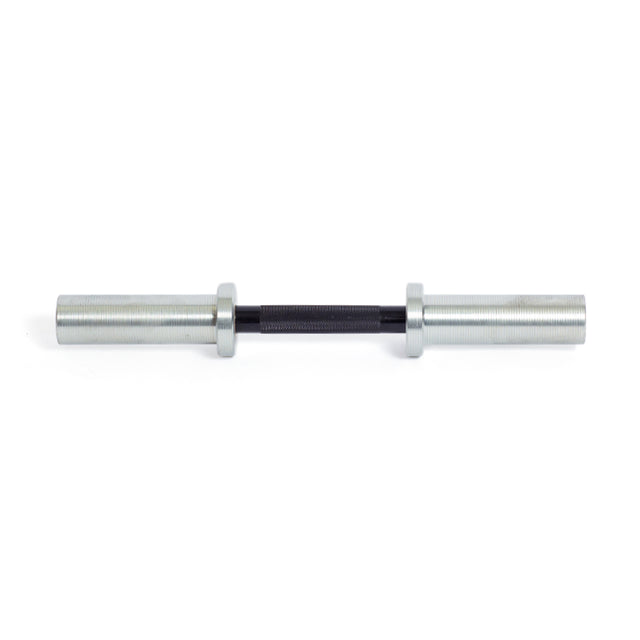 The Bells of Steel Loadable Dumbbell Handle features a textured center grip and smooth cylindrical ends for weight plates, making it ideal home gym equipment. Shown isolated on a white background.