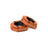 Two orange, hexagonal Magnetic Clamp Collars by Bells of Steel with black interiors are shown on a white background: one upright and one angled.