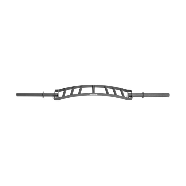 The Arch Nemesis Swiss Bar by Bells of Steel is a black specialty barbell with a curved design and multiple grip positions, ideal for weightlifting and strength training. Its unique shape promotes varied hand placements for different exercises against a plain white background.