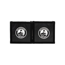 The Bells of Steel Deadlift Platform Drop Pad Pair features two black square pads with the "Bells of Steel Est. 2010" logo and flexed arm, side by side on white—built to protect floors and absorb impact during heavy lifts.