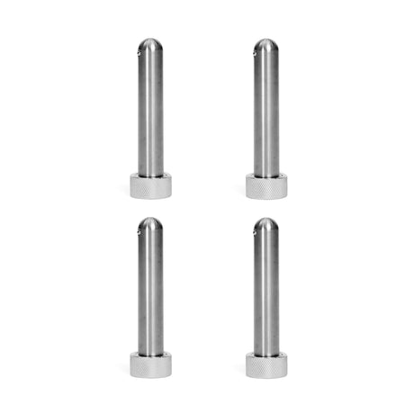 Four identical Bells of Steel Magnetic Rack Attachment Pins with knurled bases are arranged in a 2x2 grid on a white background.